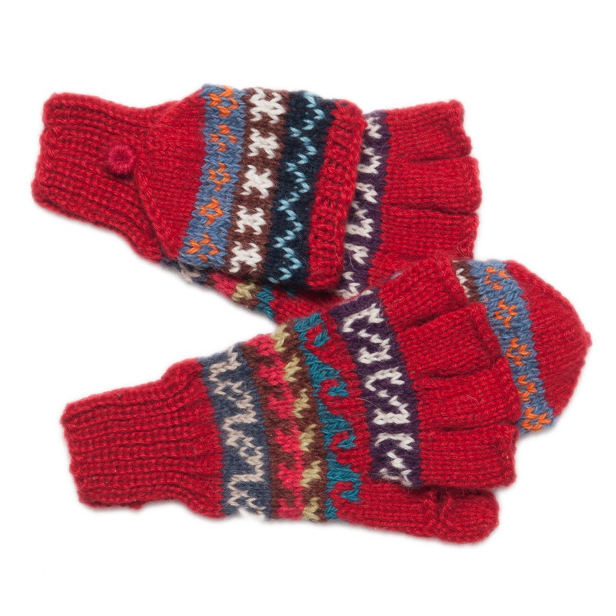 Rot fingerlose Handschuhe