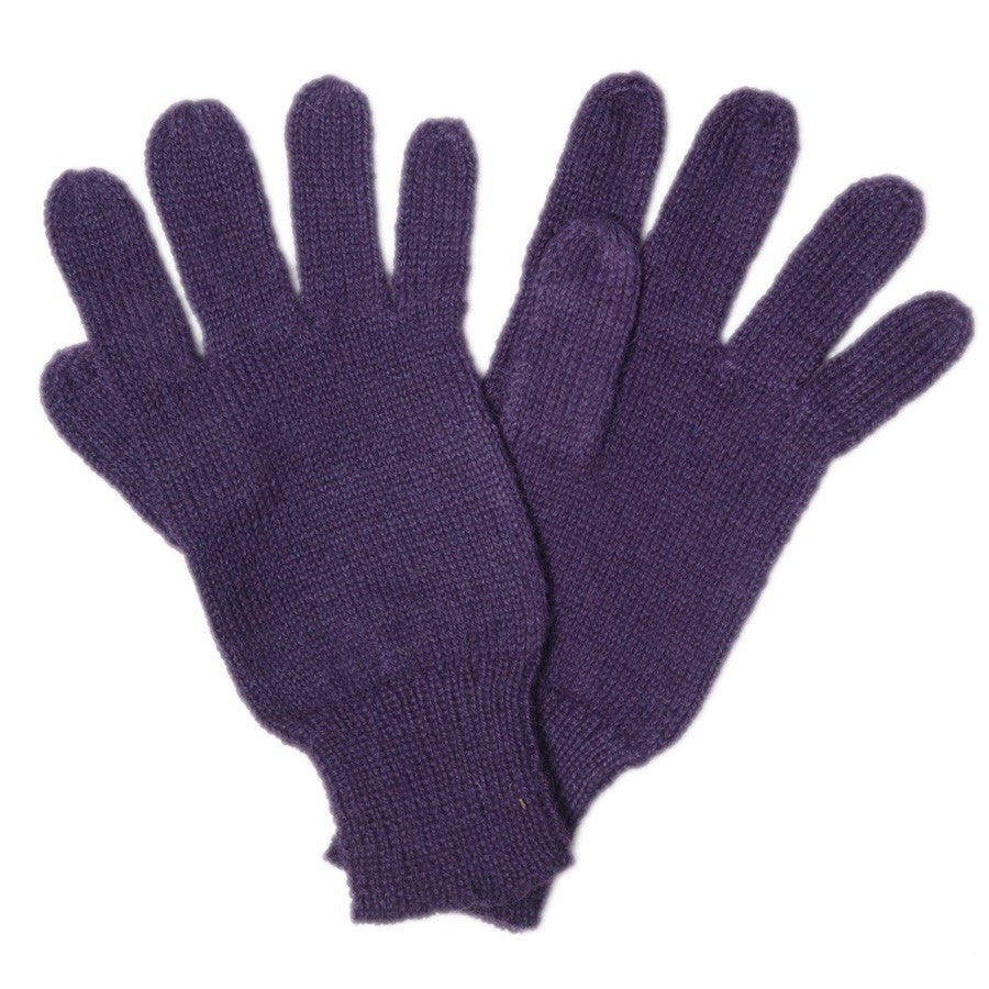 Unicolor Violett Handschuhe- 100% Alpaka Wolle